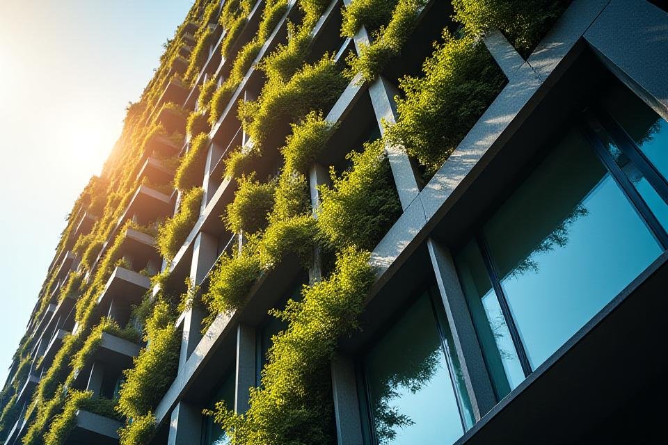 Detailed architectural cross-section of a sustainable building