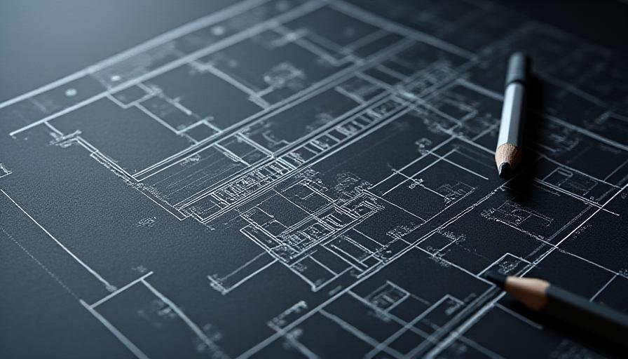 Technical architectural blueprint showing structural load points and calculations