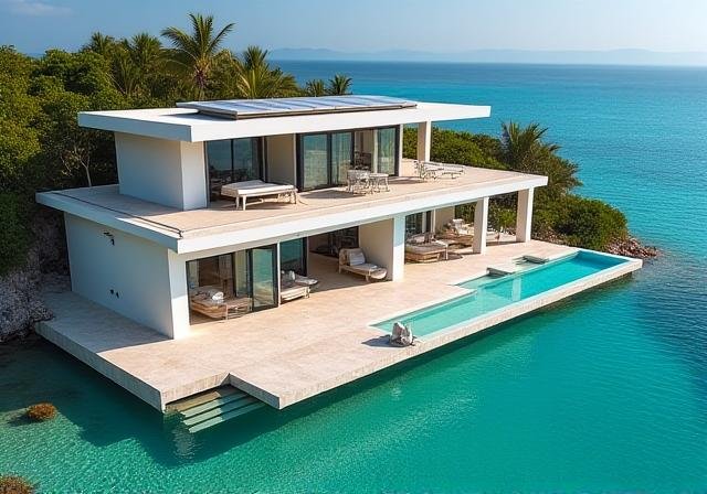 Eco-conscious villa in Cebu with limestone walls and infinity pool